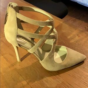 BCBG tan suede heels